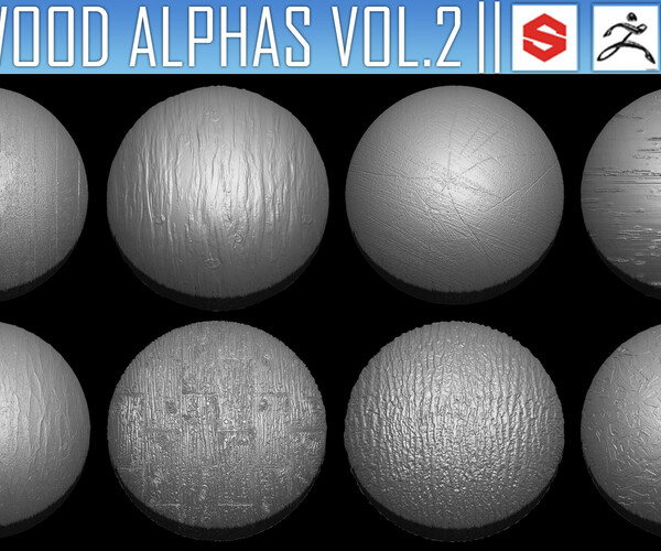 ArtStation - 10 Wood Alphas Vol.2 (ZBRush, Substance, 2K) | Brushes