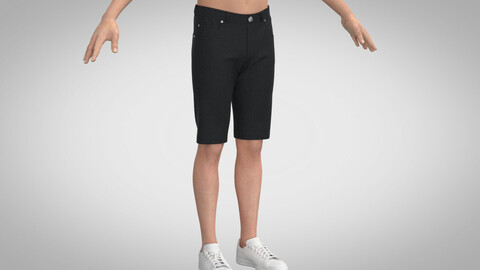 Jeans Short, Clo +obj, fbx