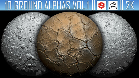 10 Ground Alphas Vol.1 (ZBrush, Substance, 2K)