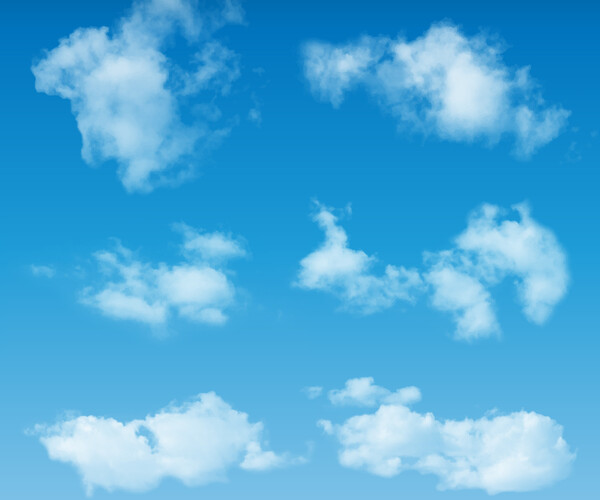 ArtStation - Realistic blue sky with clouds of various shape. Vector ...