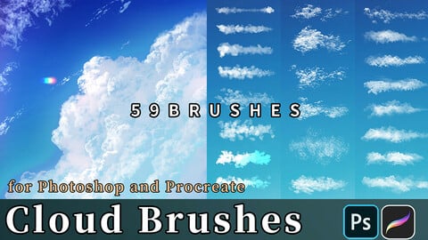 59 Cloud Brushes for Photoshop and Procreate