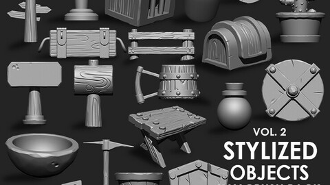 Stylized Objects IMM Brush Pack (20 in One) Vol. 2