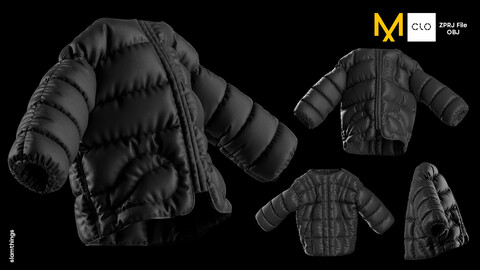 Future Fashion Puffer Jacket Oversize #012 - Clo3D / Marvelous Designer + OBJ / DIGITAL FASHION / HYPEBEAST / STREET WEAR