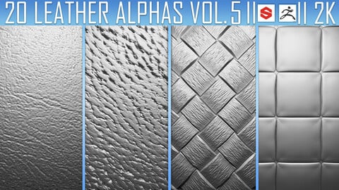 20 Leather Alphas Vol.5 (ZBrush, Substance, 2K)
