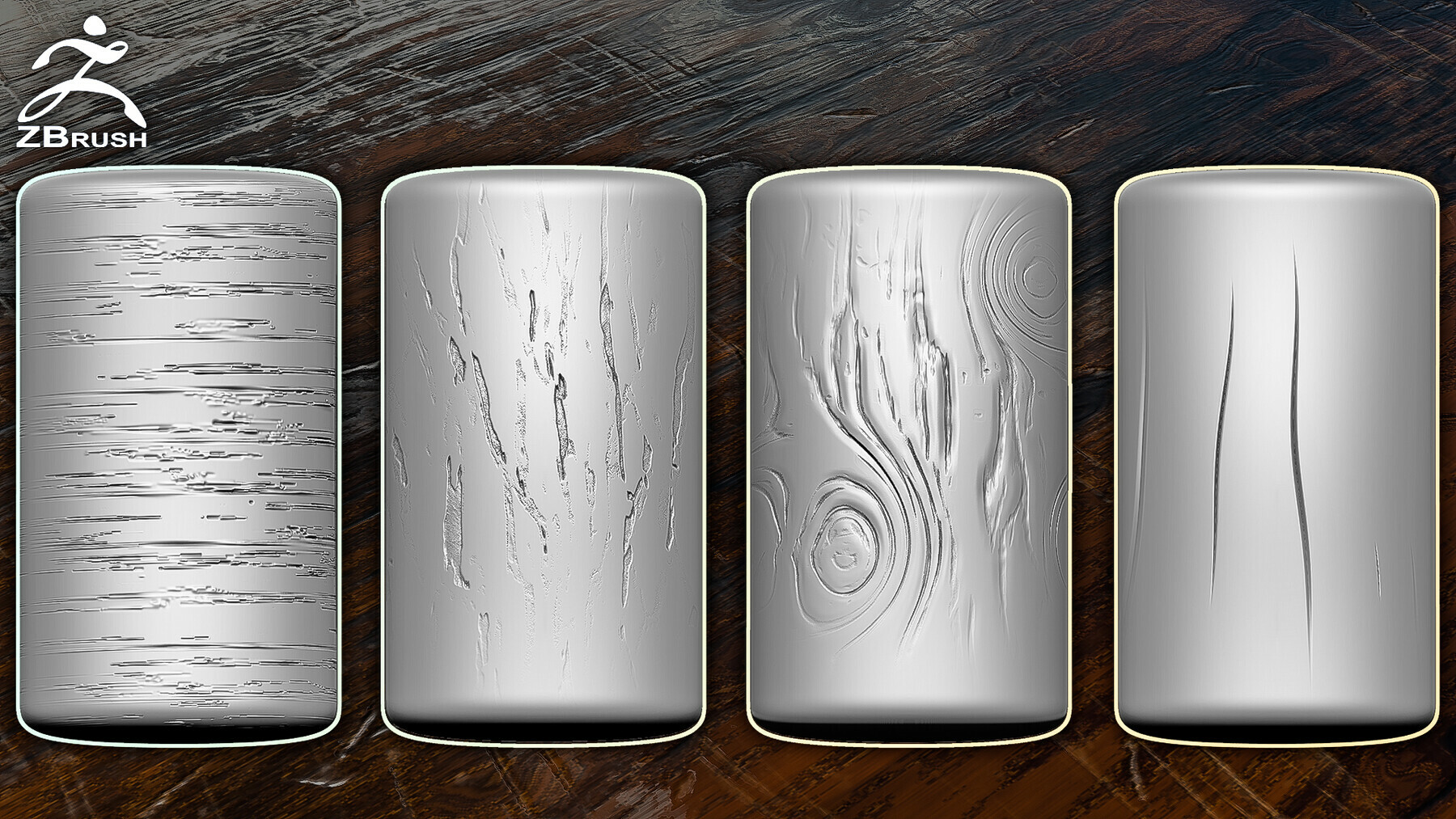 Wood & Bark Brushes for ZBrush (24 VDM + Alphas) preview 3