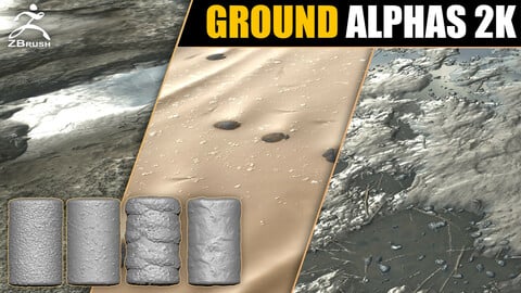 20 Ground & Terrain Alphas Vol.2 (ZBrush, Substance)