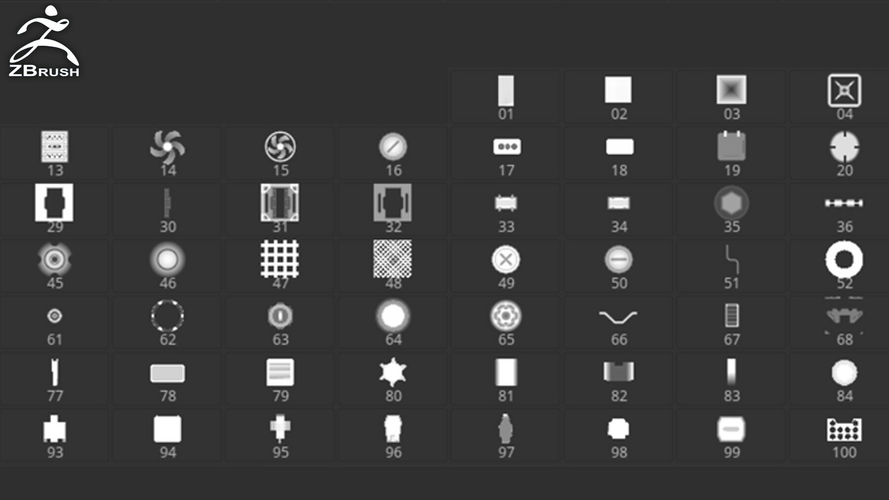 100+ Hard-Surface Alphas (ZBrush, Substance) preview 2