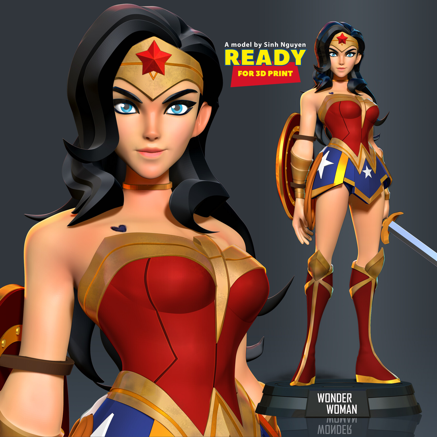 ArtStation - 3D Justice League Animated Series: Wonder Woman