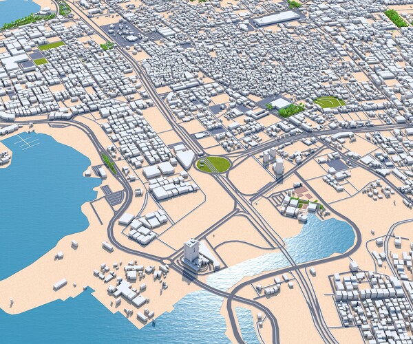 Artstation - Jeddah City Saudi Arabia 3d Model 120km 