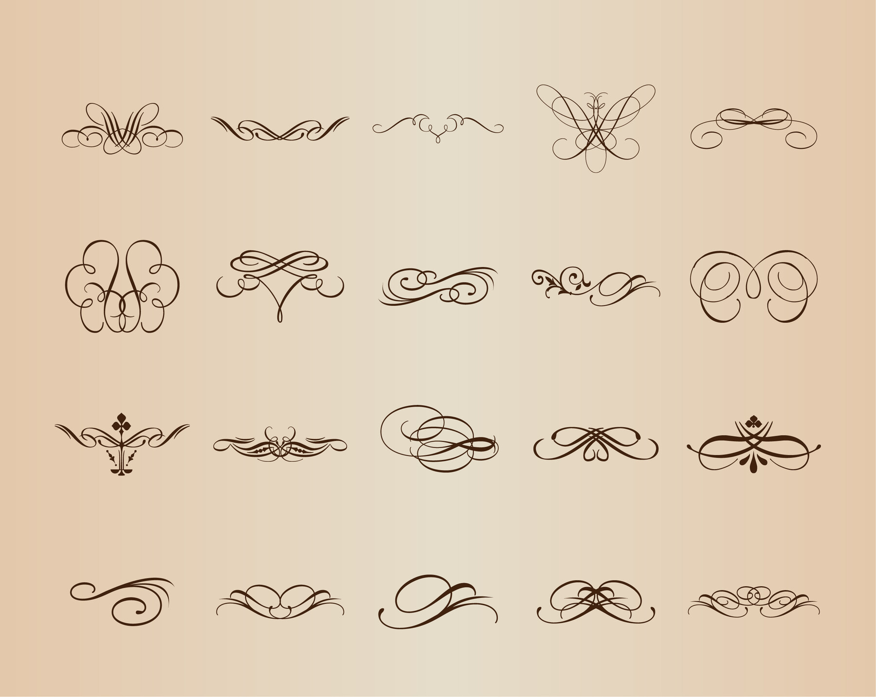 ArtStation - Calligraphic Vintage Design Decorative Elements Vector Set ...