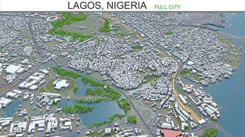 Lagos city Nigeria 3d model 60km