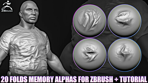 20 Folds Memory Alphas for ZBrush (2K, PNG)