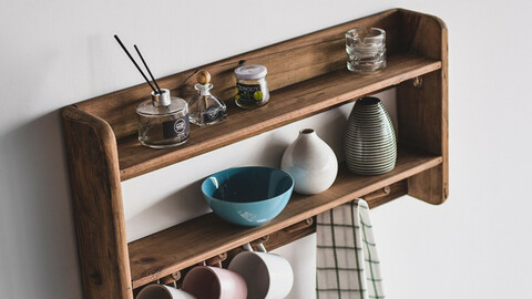 Kraft Wall Mounted Vintage Wood Shelf D