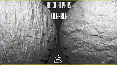 20 Rock Tileable Alphas (ZBrush, Substance)