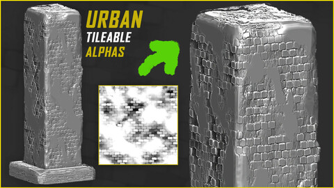 15 Urban Tileable Alphas for ZBrush