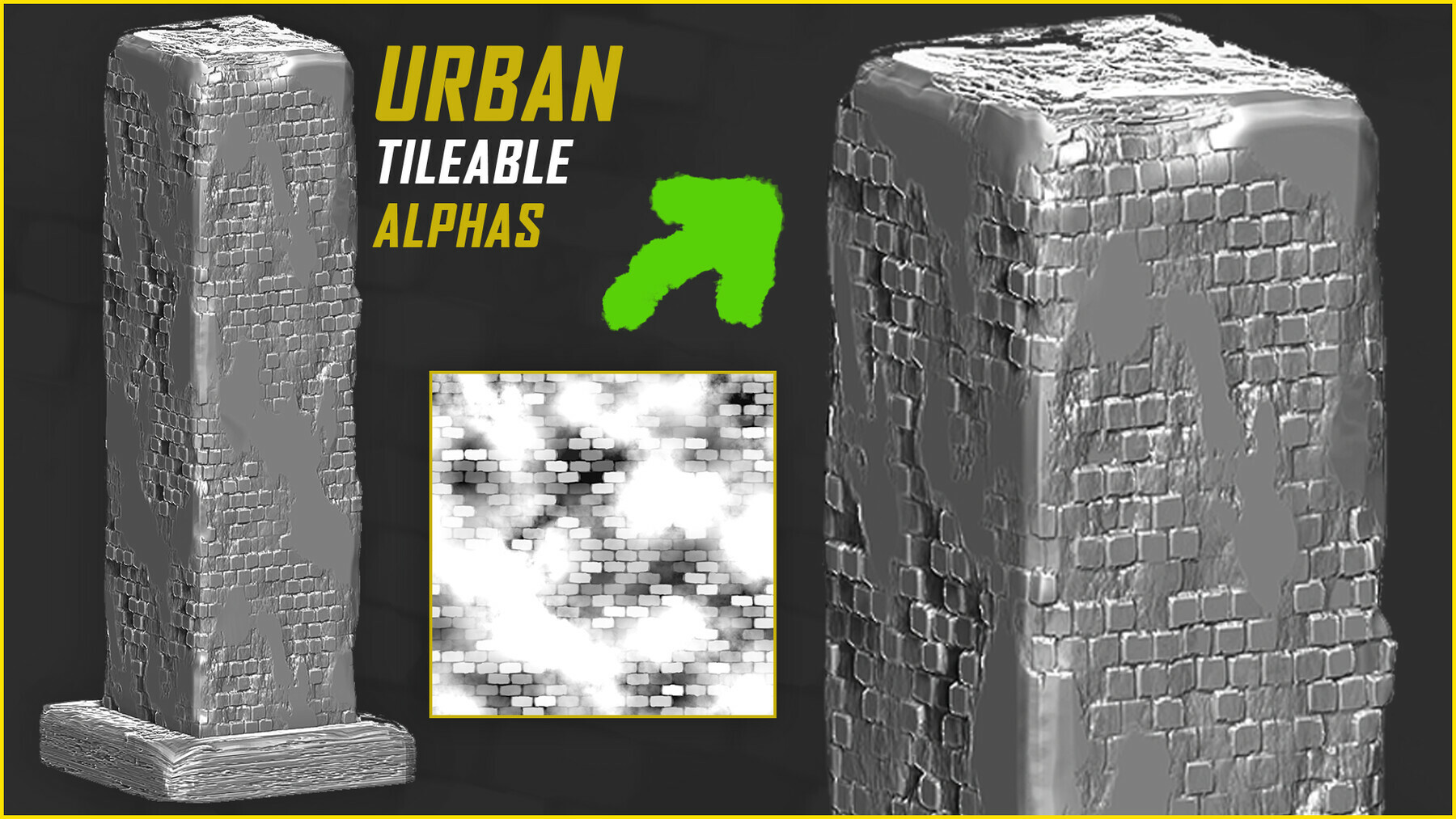 15 Urban Tileable Alphas for ZBrush preview