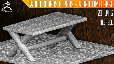 Wood Boards Alphas for ZBrush (Tileable)