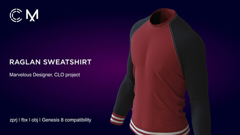 Raglan Sweatshirt | Marvelous Designer | CLO3D project