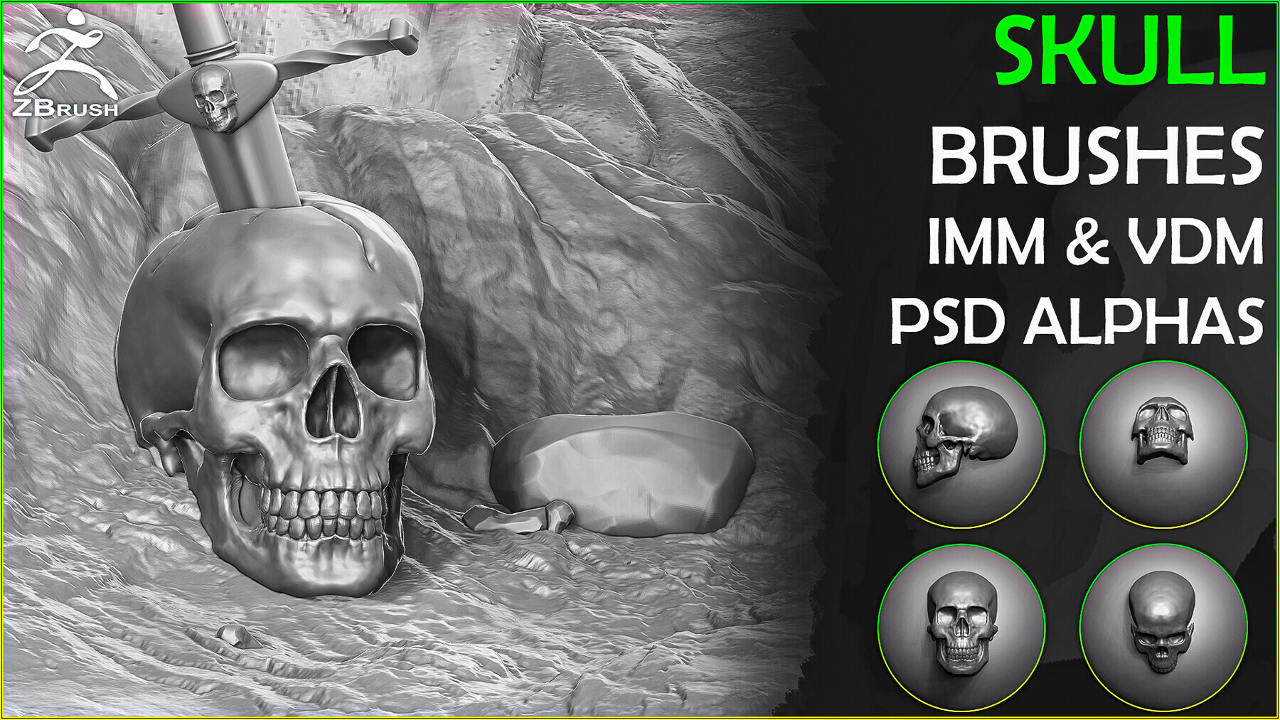 Skull Brushes and Alphas for ZBrush (IMM & VDM) preview