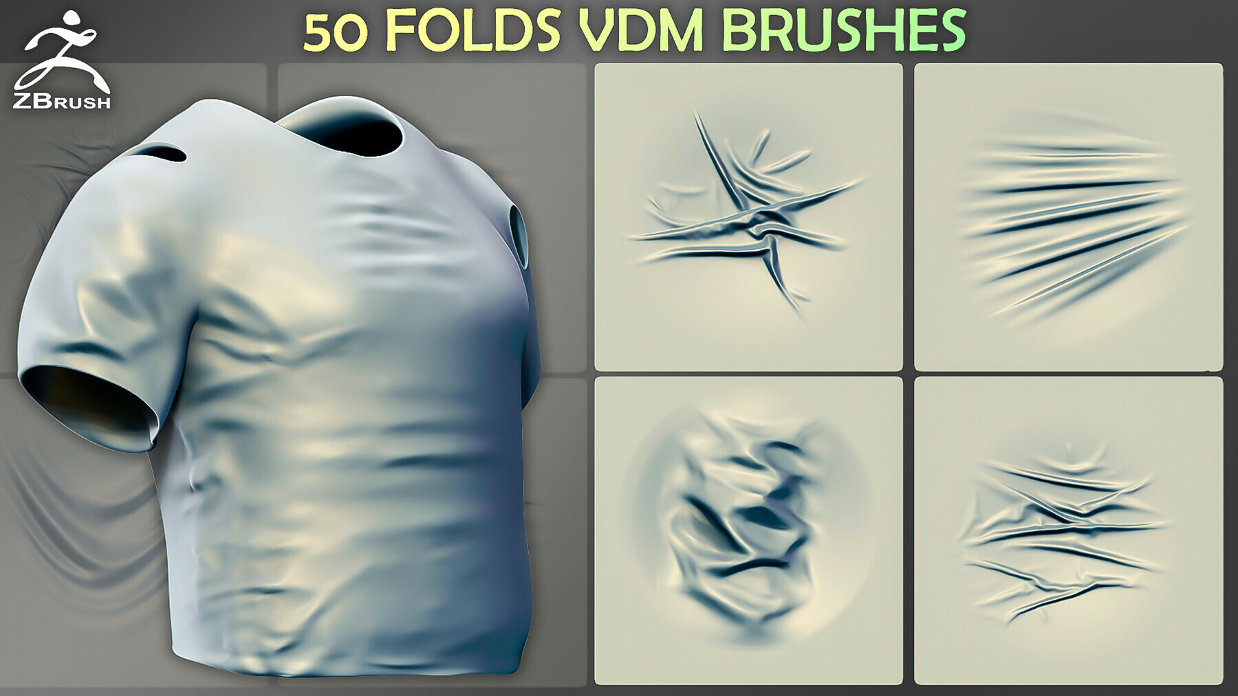 50 Folds VDM Brushes for ZBrush preview