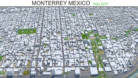 Monterrey city Mexico 3d model 60km