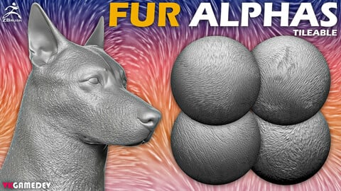 15 Fur Alphas for ZBrush (Tileable)