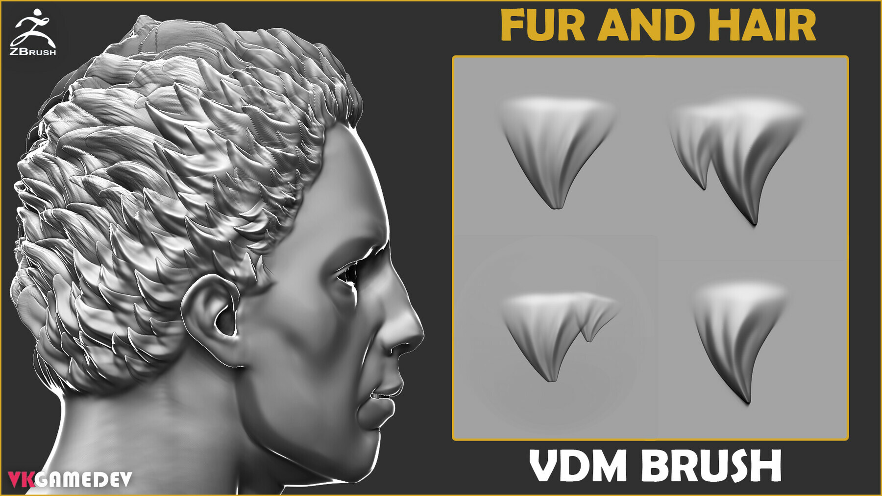 Hair and Fur VDM Brush for ZBrush preview