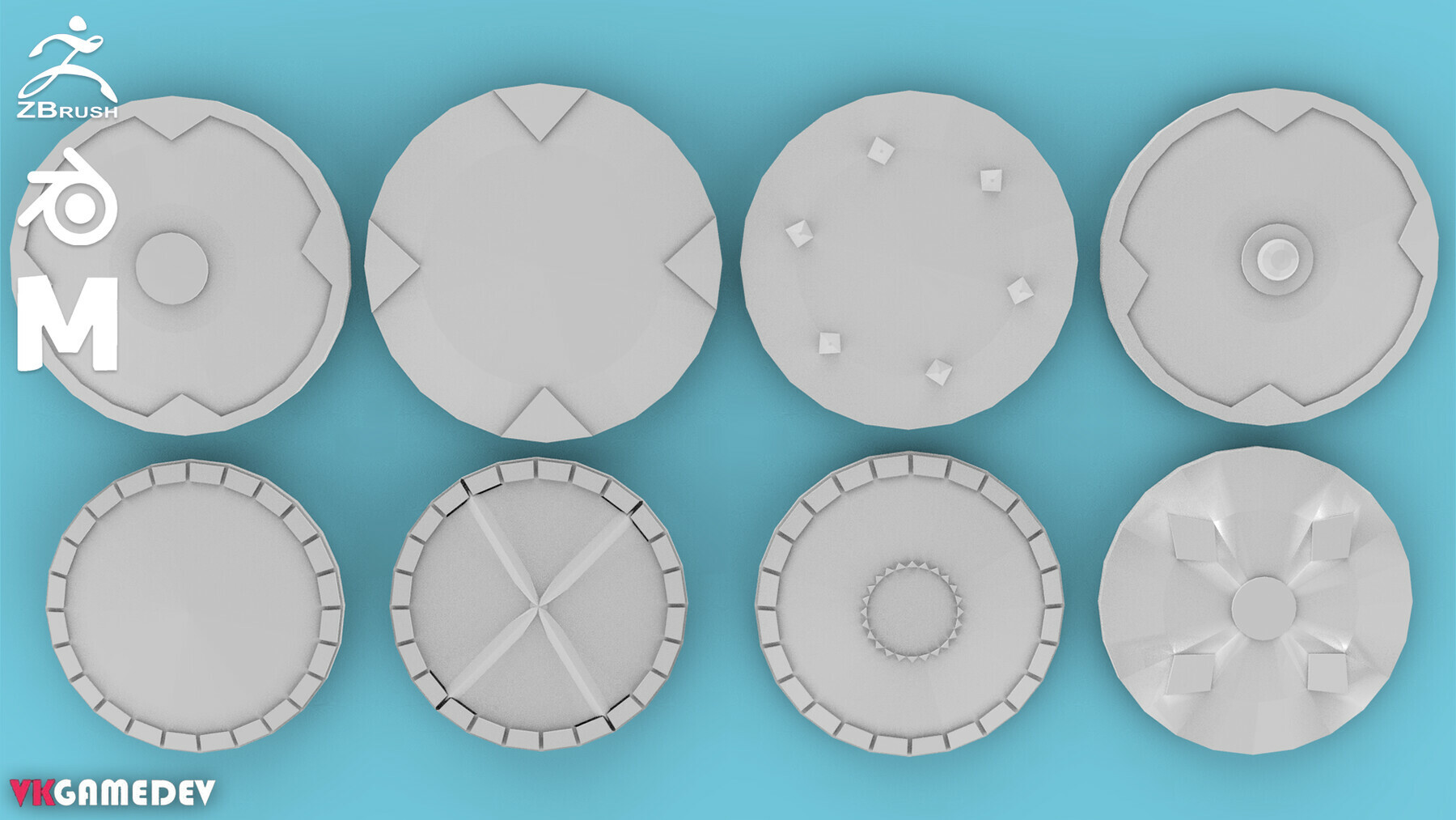 41 Medieval Shield Base Meshes (Models) preview 3