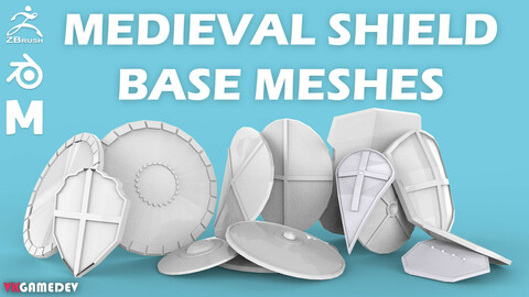 41 Medieval Shield Base Meshes (Models)
