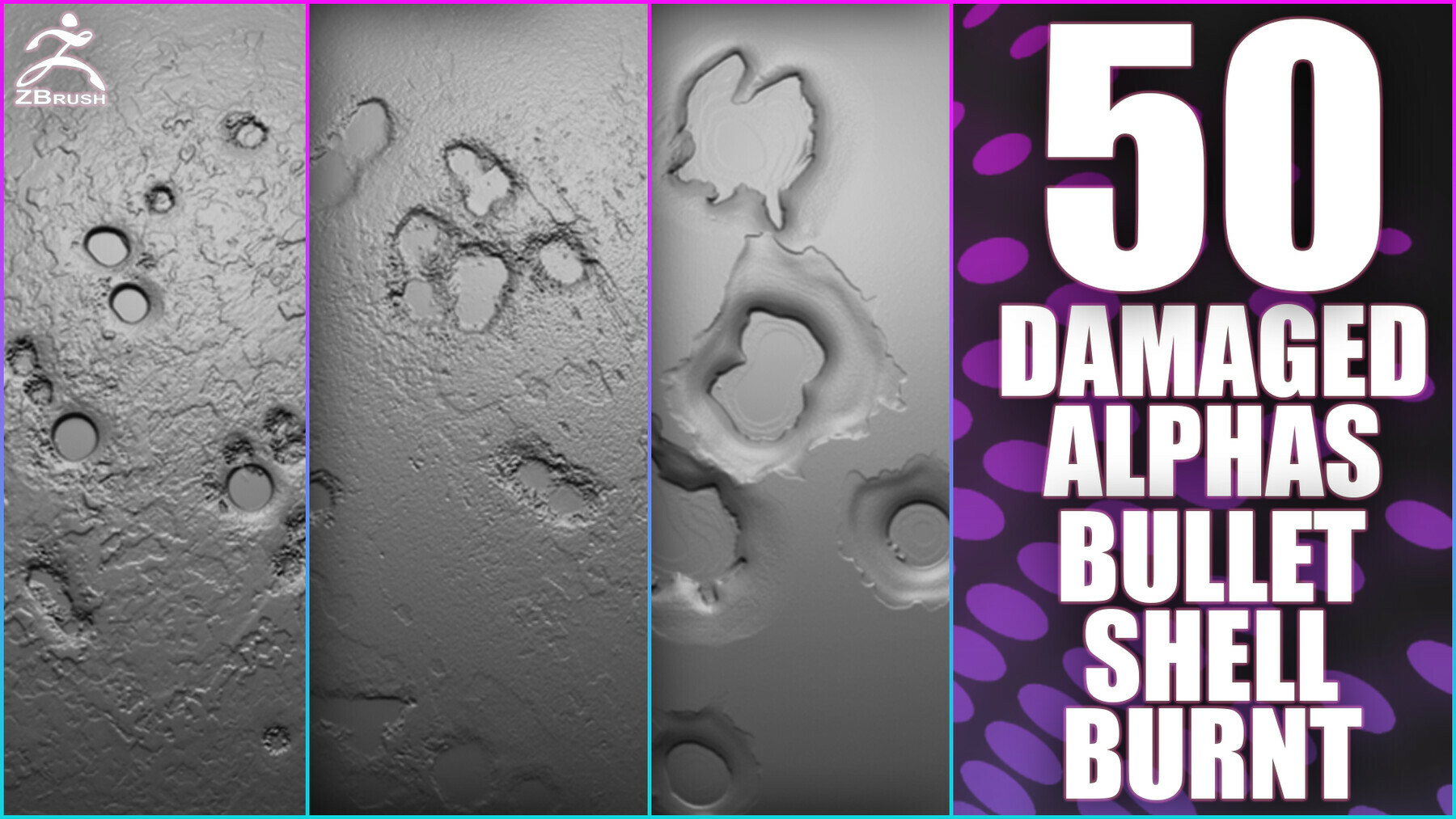 50 Damaged Alphas for Zbrush preview