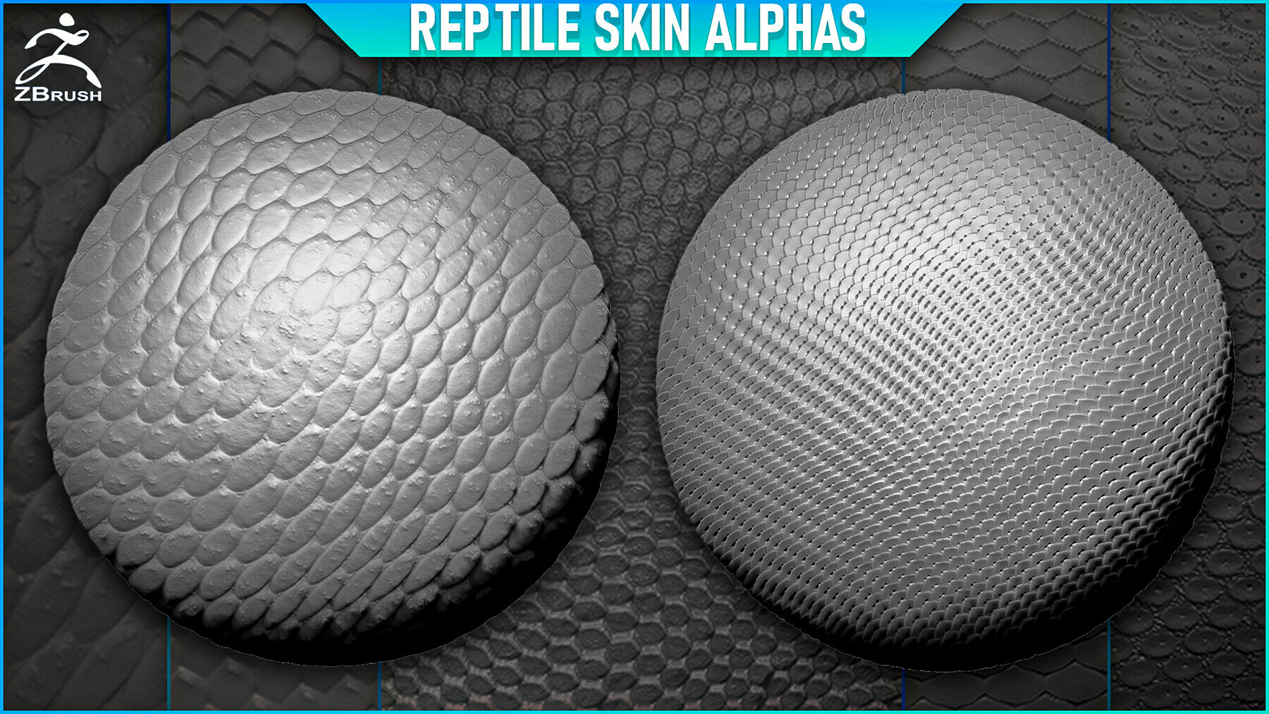 Reptile Skin Alphas Tileable vol. 3 (ZBrush, 2K) preview 3