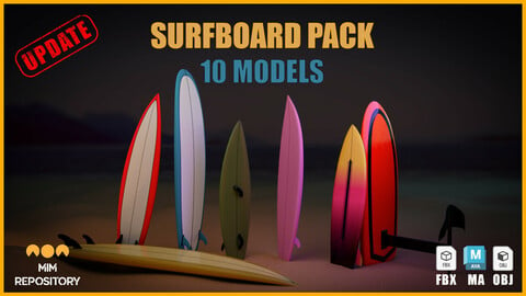 10 Surfboard 3D Models (UPDATE)
