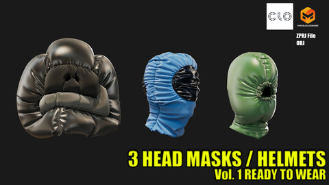 FASHION MASK / HELMET PACK 1.0 - CLO 3D / MARVELOUS DESIGNER + OBJ File / High end Fashion Pack
