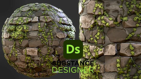 Stylized Bricks Overgrown - Substance 3D Designer