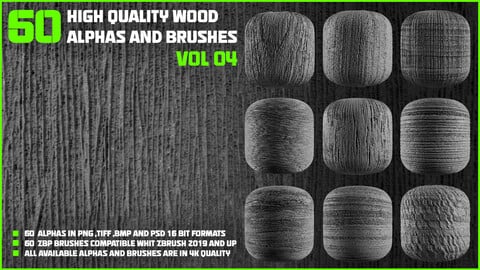 60 High Quality Wood Alphas And Brushes _ VOL 04