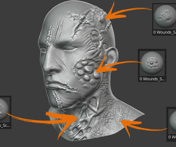 ArtStation Wounds and Scars Brushes for Blender Brushes