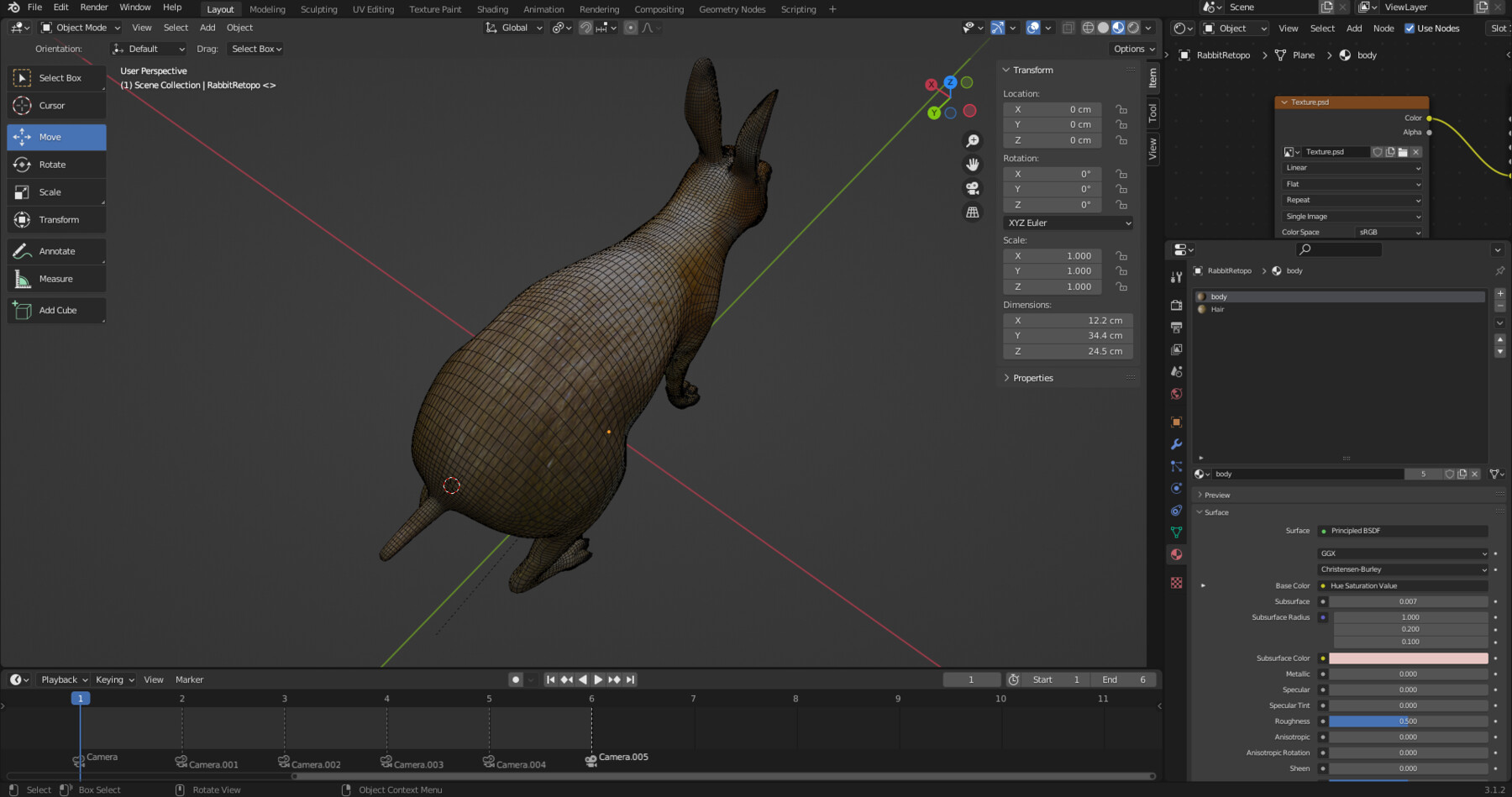 ArtStation - Fur Rabbit Rigged and Animation in Blender | Game Assets