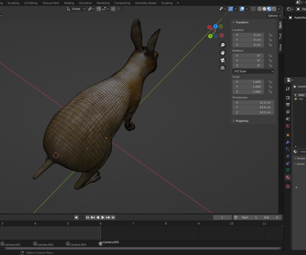 ArtStation - Fur Rabbit Rigged and Animation in Blender | Game Assets