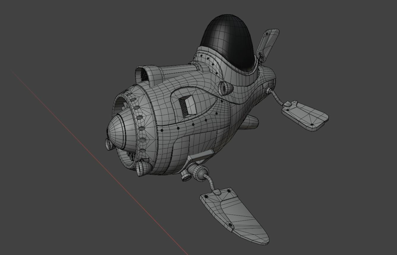 Artstation - Humoro Sci Fi Aircraft Game Ready High Poly And Low Poly 