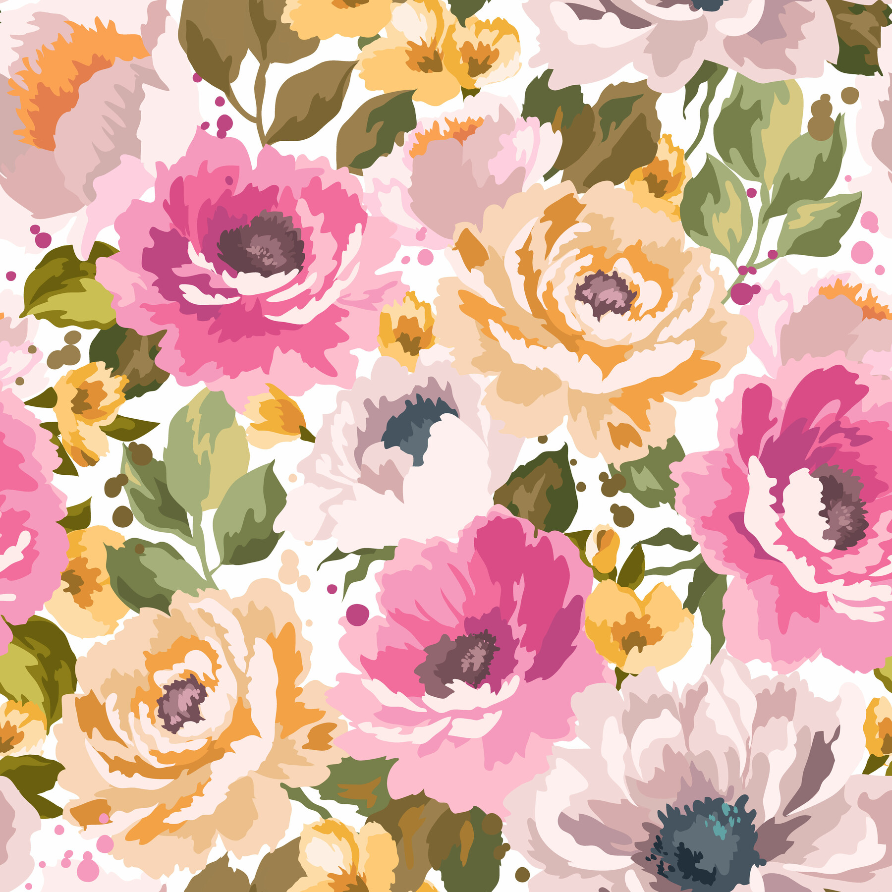 ArtStation - Watercolor seamless flowers pattern background Vector set ...