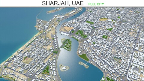 Sharjah city UAE 3d model 50km