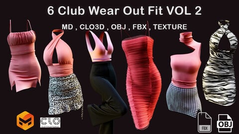 Club Wear Out Fit VOL 2 Marvelous Designer, Projects Files: Zprj , OBJ , FBX , Highpoly , Texture