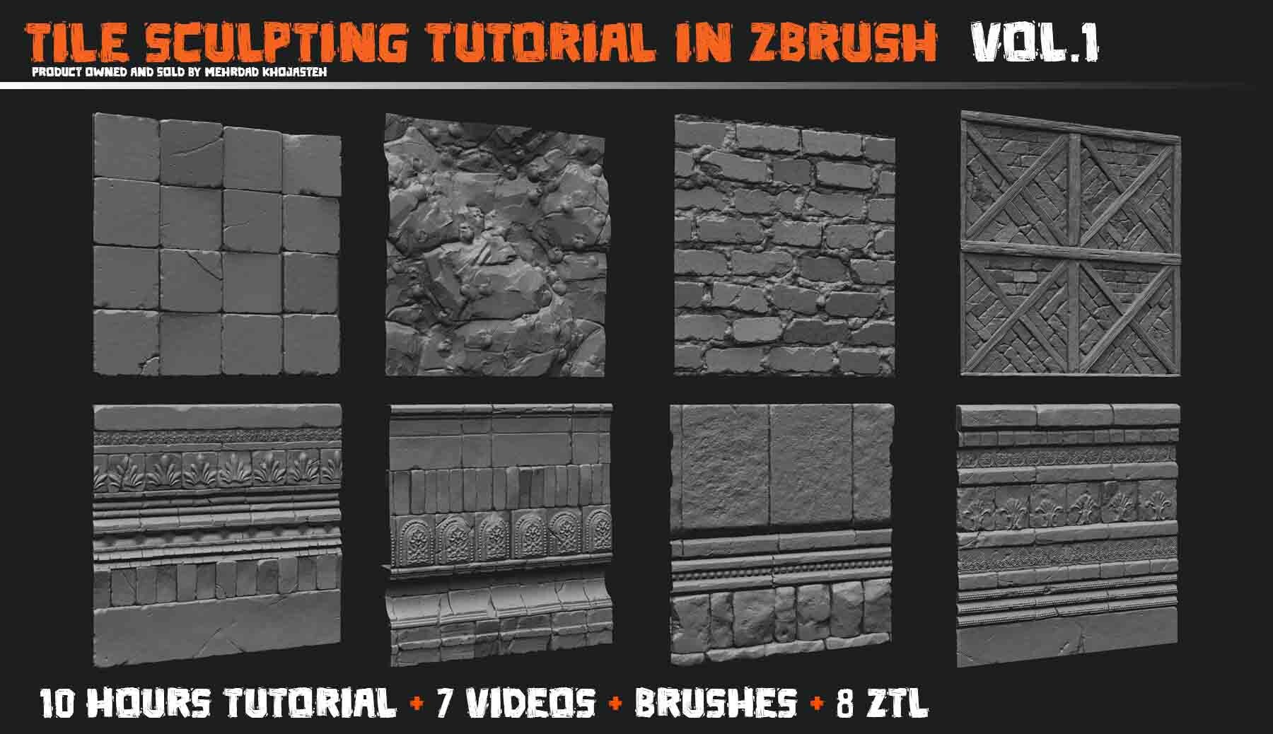 Tile sculpting tutorial in zbrush Vol 01[Artstation]