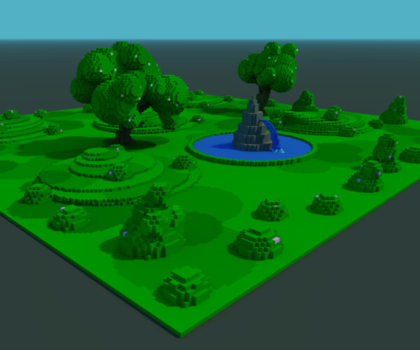 Artstation - Fountain Park Voxel 