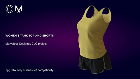Women's Tank Top and Shorts | Marvelous Designer | CLO3D project