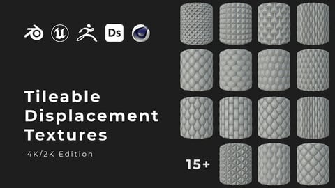 16 Tileable Displacement Textures