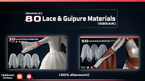 [BUNDLE] 80 Lace & Guipure Materials (SBSAR File) Vol.3 + vol.2 (20% Discount)