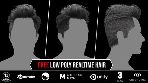 FREE Low Poly Realtime Hair ( Male )