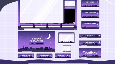 Animated Twitch Overlay Stream Cozy, Celestial Twitch Overlay, Twitch