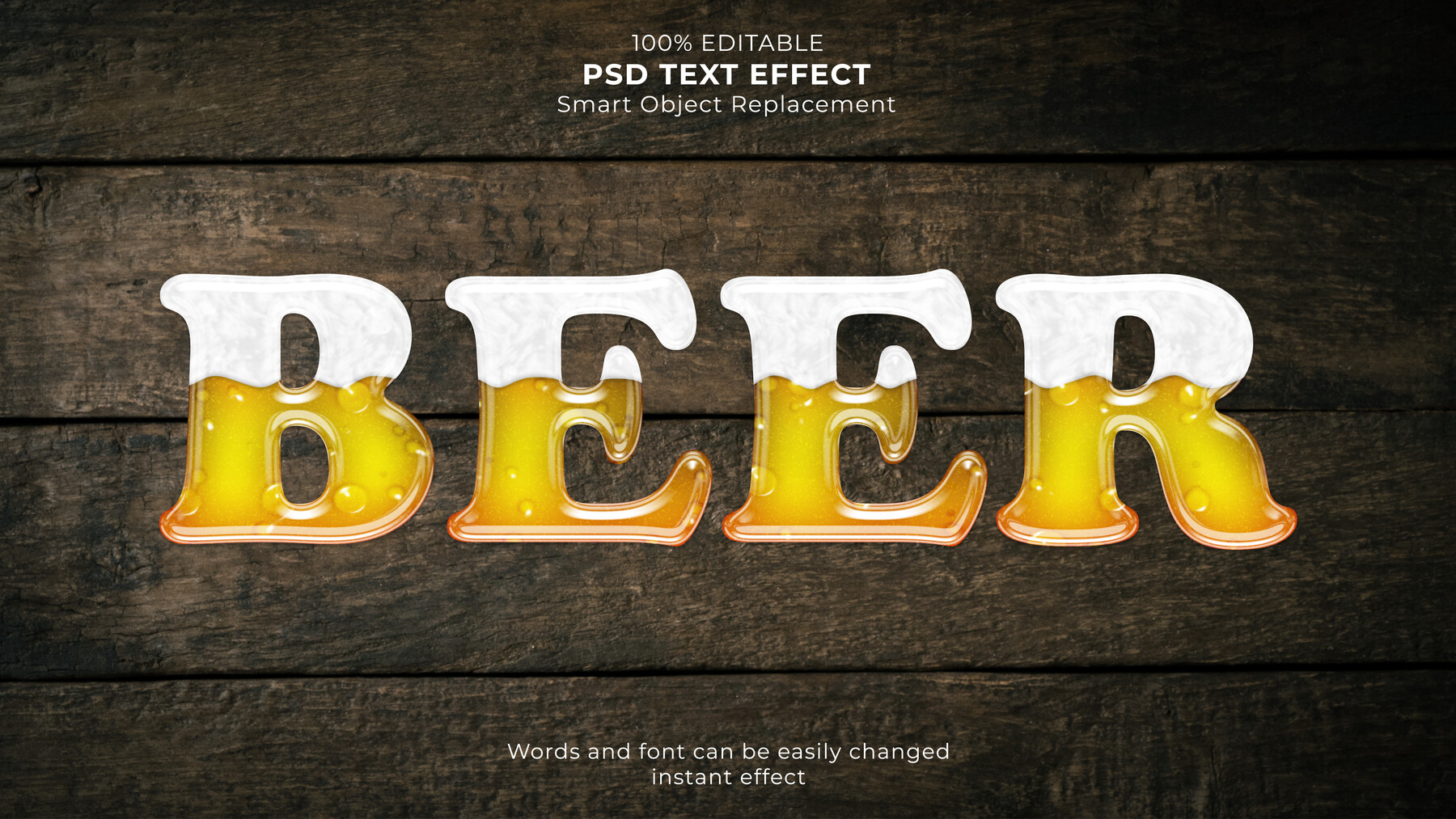 ArtStation - Beer PSD fully editable text effect. Layer style PSD ...